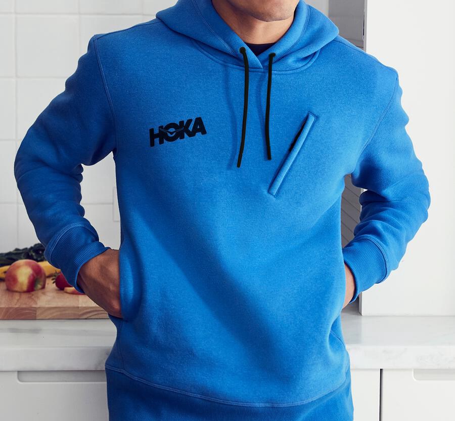 Hoka One One Kapşonlu Sweatshirt Erkek Mavi - Performance - GW6328794